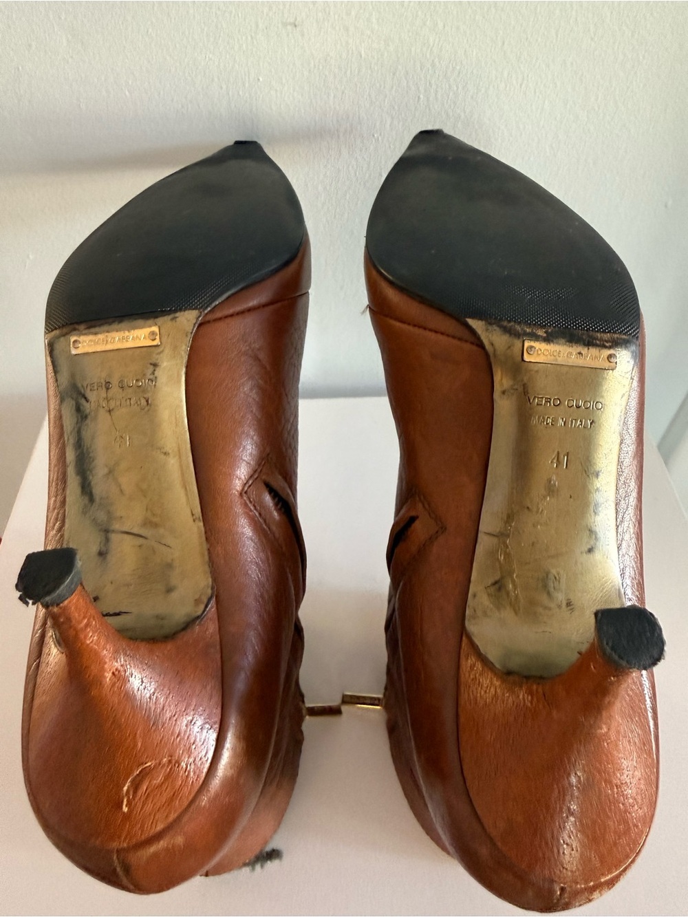 Dolce & Gabbana Tan Leather Pointed Toe Ankle Boots Size 41 (US 10/10.5) - Picture 5 of 6